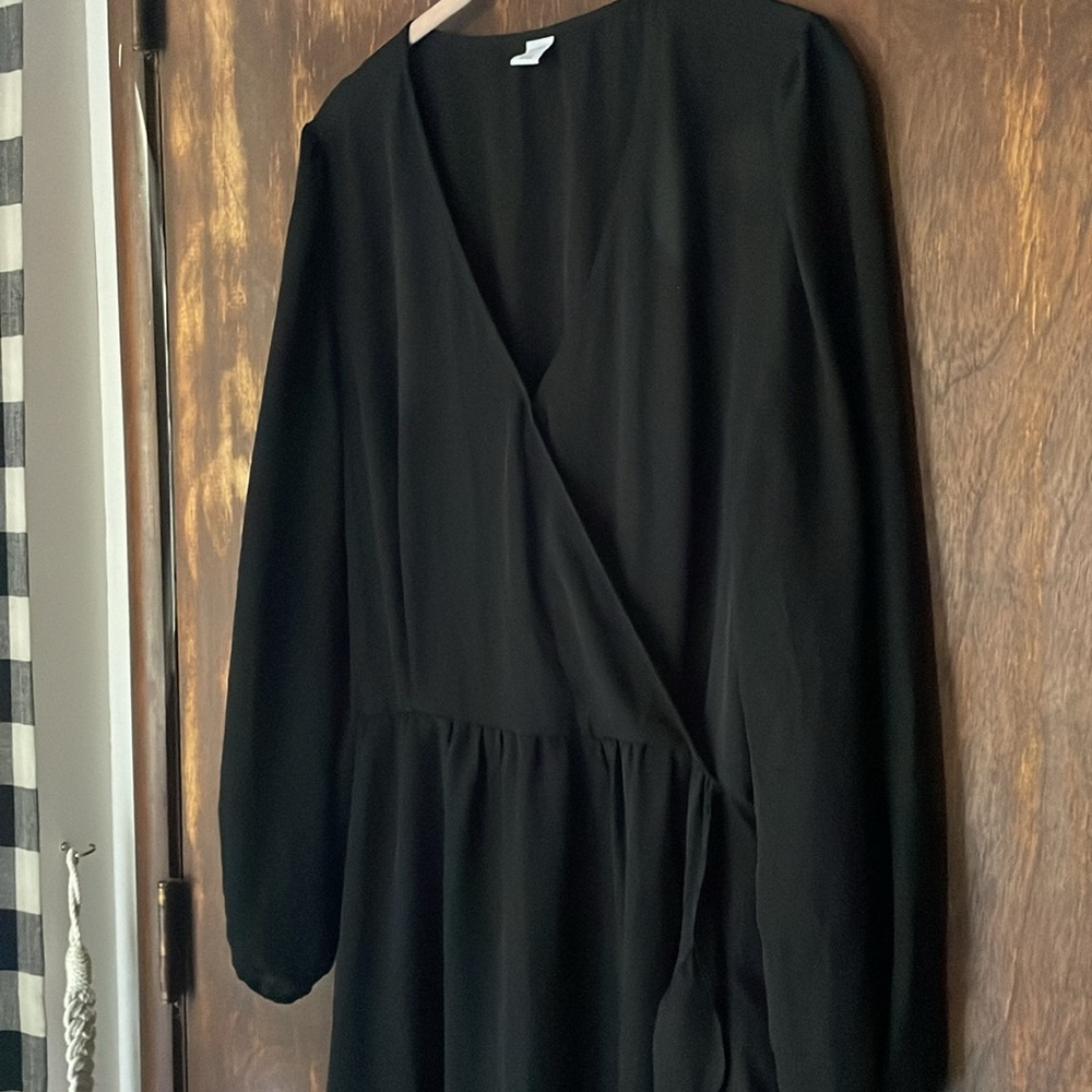 Old nacy black ruffle faux wrap dress - Picture 5 of 8